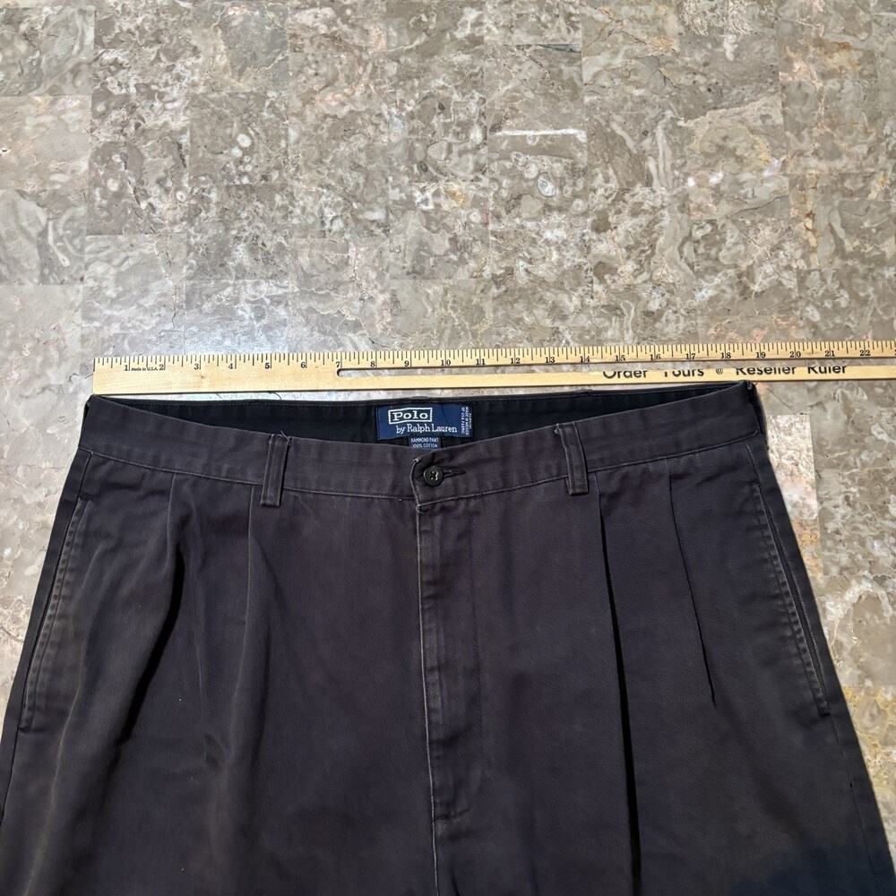 Polo Ralph Pants Mens 38x34 (fits 38x32) Black Hammond Pleated Cuffed Trouser - Picture 9 of 16